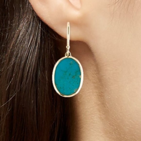 IPPOLITA 18K YELLOW GOLD TURQUOISE DROP EARRINGS - Picture 5 of 5